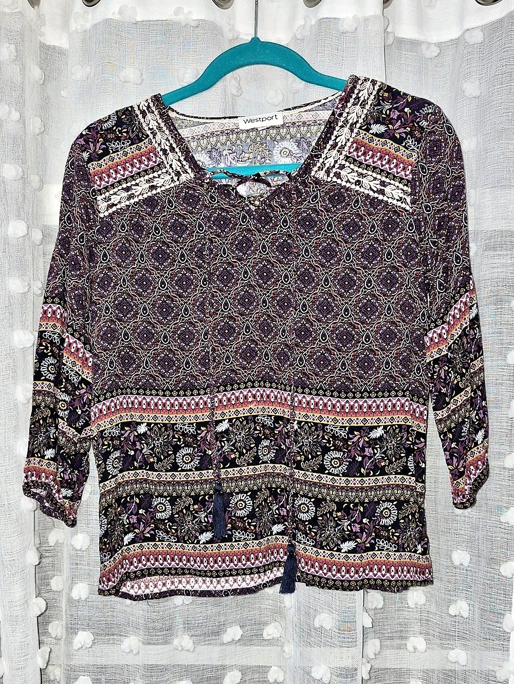 Westport Printed Tunic Purple Blue Size Small Like New